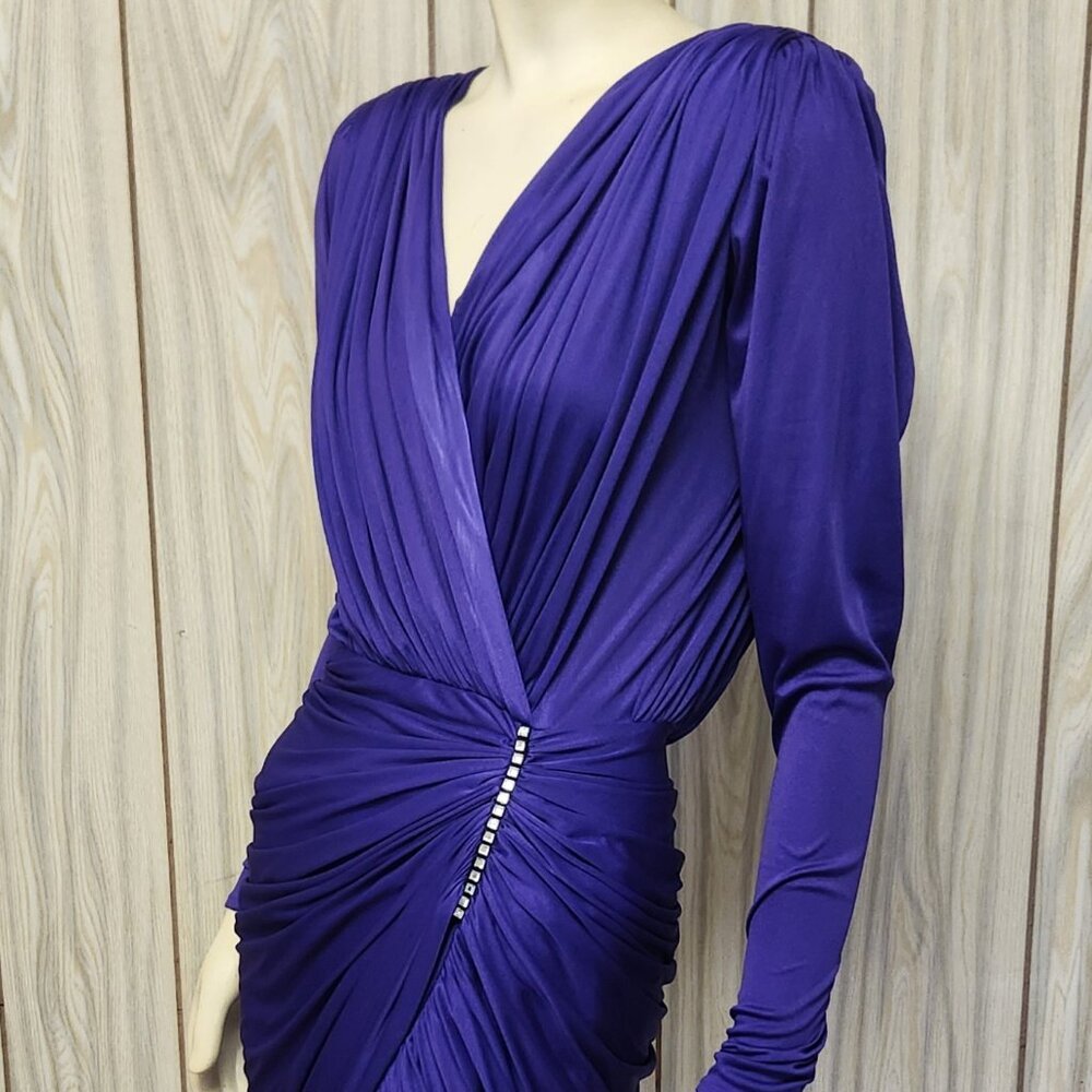 vintage disco goddess gown S purple Tadashi 1980s